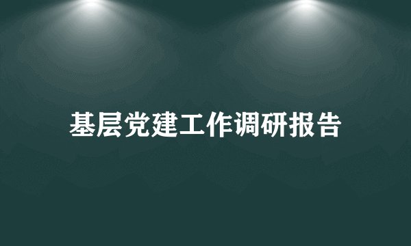 基层党建工作调研报告