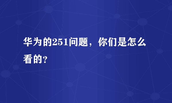 华为的251问题，你们是怎么看的？
