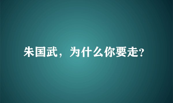 朱国武，为什么你要走？