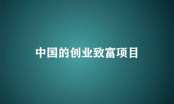 中国的创业致富项目