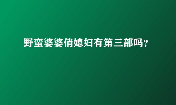 野蛮婆婆俏媳妇有第三部吗？
