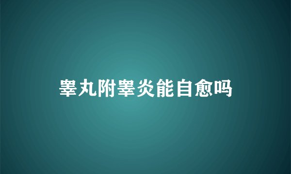 睾丸附睾炎能自愈吗