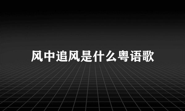 风中追风是什么粤语歌