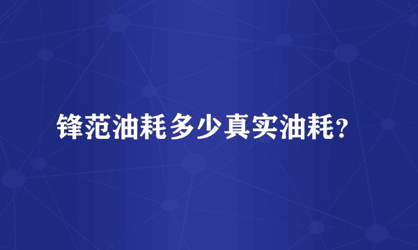 锋范油耗多少真实油耗？