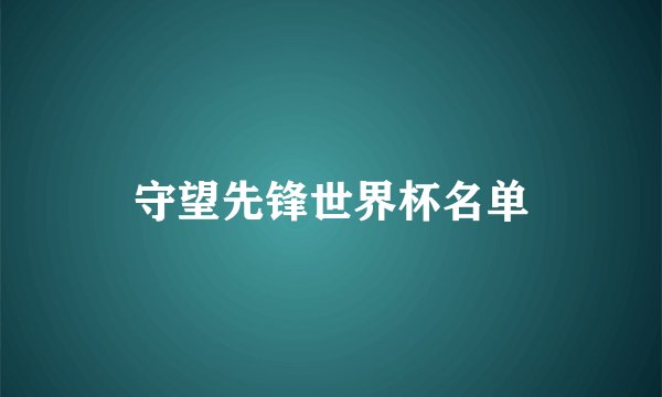 守望先锋世界杯名单