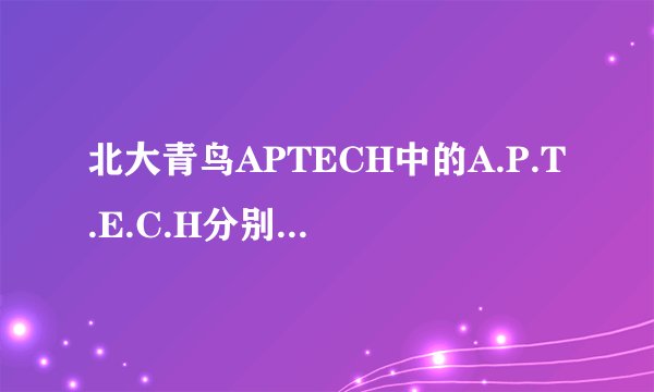 北大青鸟APTECH中的A.P.T.E.C.H分别代表什么?如题 谢谢了