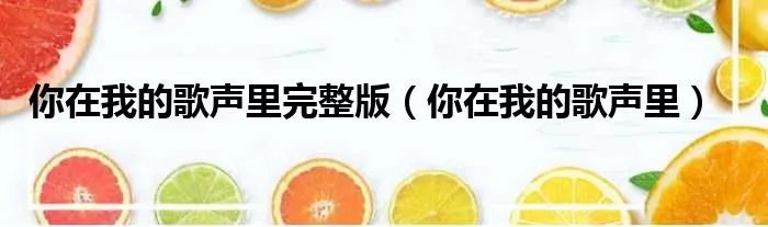 你在我的歌声里完整版（你在我的歌声里）