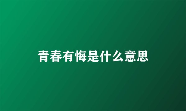 青春有悔是什么意思