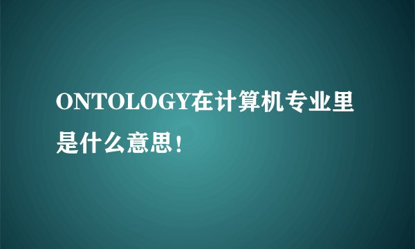 ONTOLOGY在计算机专业里是什么意思！