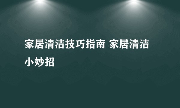 家居清洁技巧指南 家居清洁小妙招