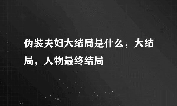 伪装夫妇大结局是什么，大结局，人物最终结局