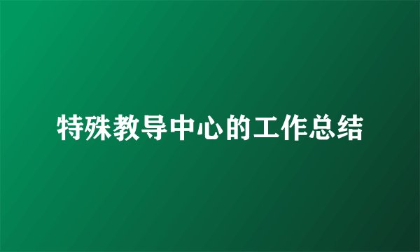 特殊教导中心的工作总结