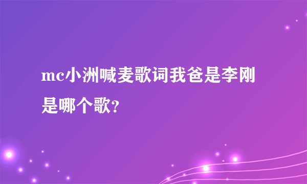 mc小洲喊麦歌词我爸是李刚是哪个歌？