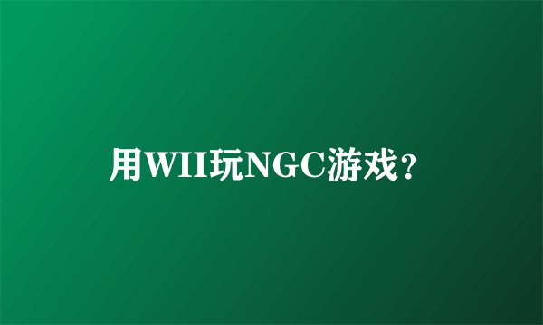 用WII玩NGC游戏？