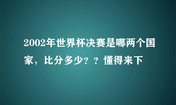 2002年世界杯决赛是哪两个国家，比分多少？？懂得来下