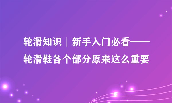 轮滑知识︱新手入门必看——轮滑鞋各个部分原来这么重要