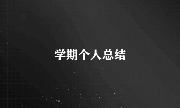 学期个人总结