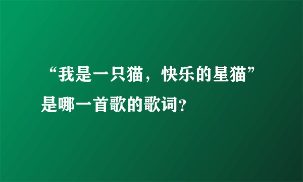“我是一只猫，快乐的星猫”是哪一首歌的歌词？