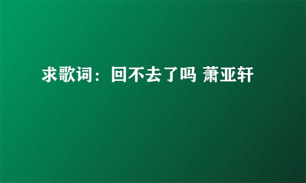 求歌词：回不去了吗 萧亚轩
