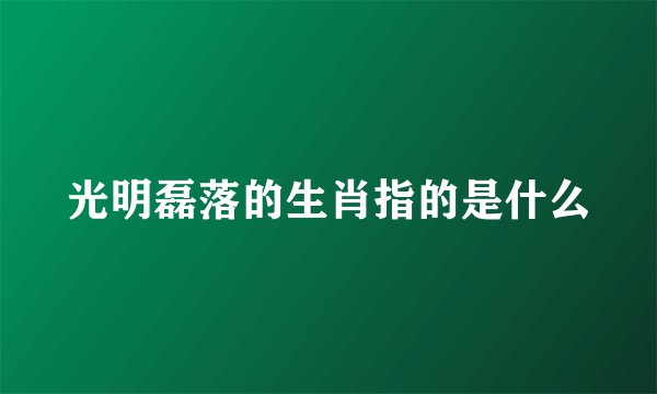 光明磊落的生肖指的是什么