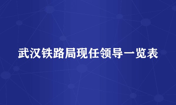 武汉铁路局现任领导一览表