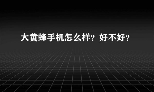 大黄蜂手机怎么样？好不好？