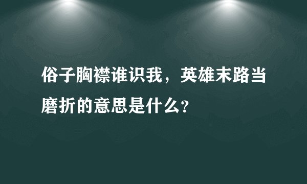 俗子胸襟谁识我，英雄末路当磨折的意思是什么？