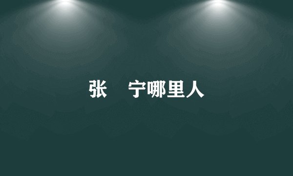 张奀宁哪里人