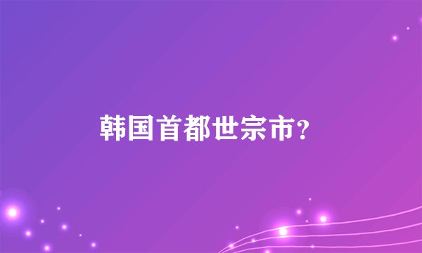 韩国首都世宗市？