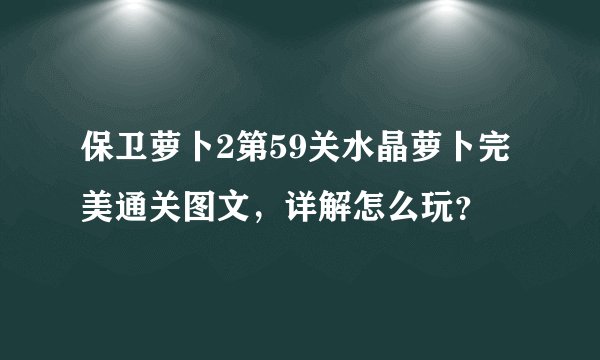 保卫萝卜2第59关水晶萝卜完美通关图文，详解怎么玩？