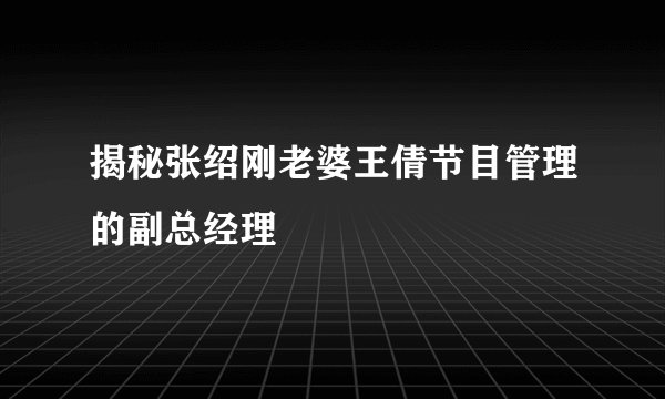 揭秘张绍刚老婆王倩节目管理的副总经理