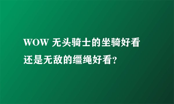 WOW 无头骑士的坐骑好看 还是无敌的缰绳好看？