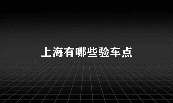 上海有哪些验车点