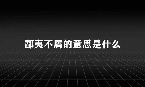 鄙夷不屑的意思是什么