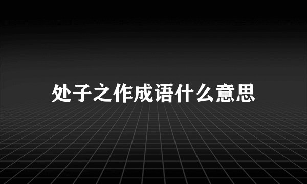 处子之作成语什么意思