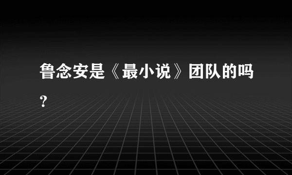 鲁念安是《最小说》团队的吗？