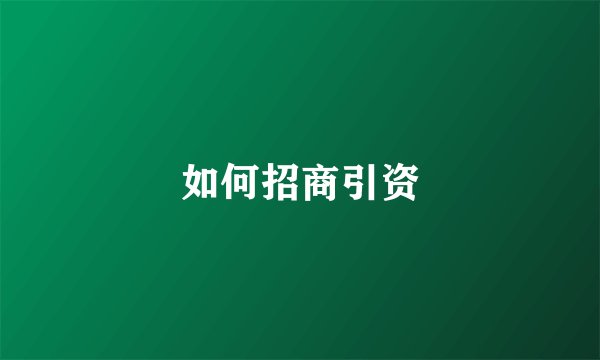 如何招商引资