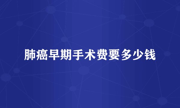 肺癌早期手术费要多少钱