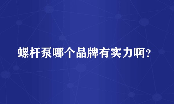螺杆泵哪个品牌有实力啊？