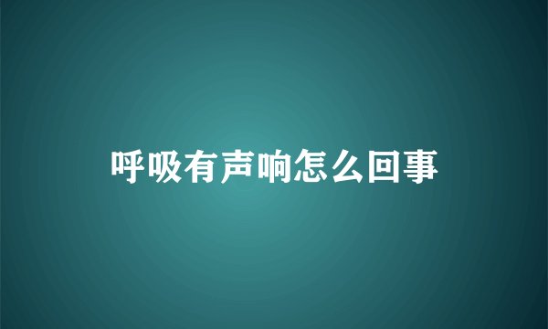 呼吸有声响怎么回事