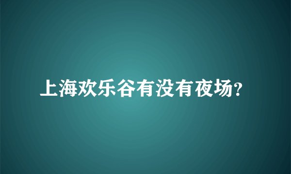 上海欢乐谷有没有夜场？