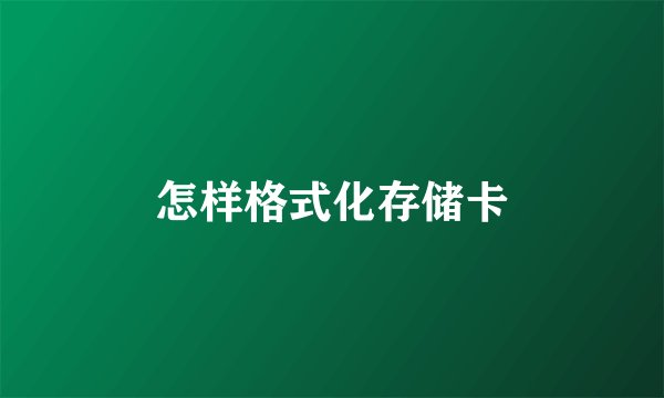 怎样格式化存储卡