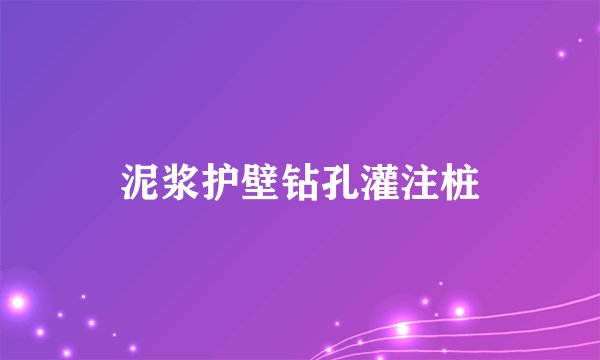 泥浆护壁钻孔灌注桩