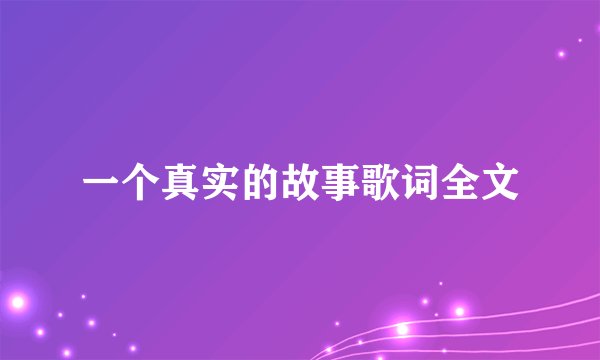 一个真实的故事歌词全文
