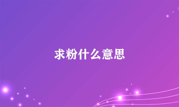 求粉什么意思