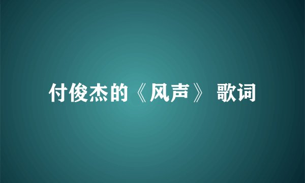 付俊杰的《风声》 歌词