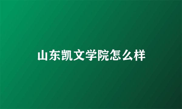 山东凯文学院怎么样