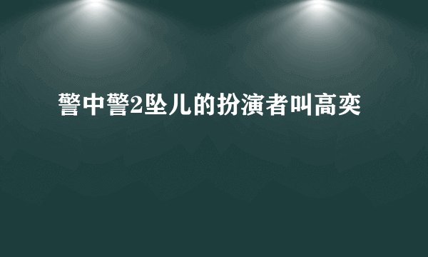 警中警2坠儿的扮演者叫高奕