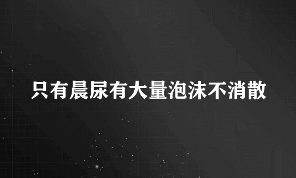 只有晨尿有大量泡沫不消散