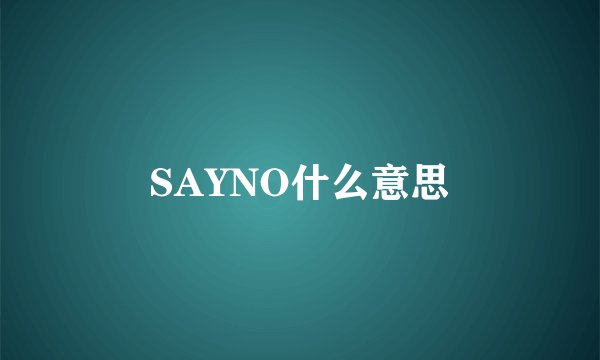 SAYNO什么意思
